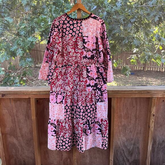 Johnny Was Workshop Flora Tie Back Midi Dress Pink Floral Size XL - Picture 5 of 14